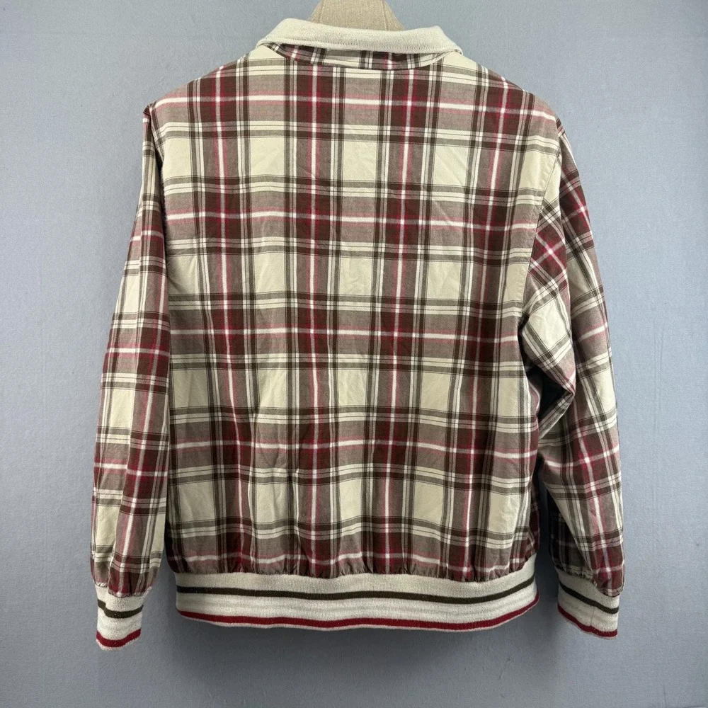 Vtg FUBU The Collection Plaid Bomber Jacket‎ Size M Tan Red Harrington 90s Y2K